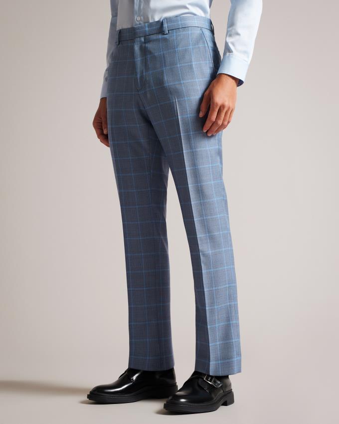 Pantalon Ted Baker Pure Wool Check Suit Bleu Homme | DTW-32749868